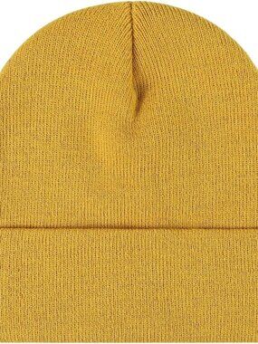 Unisex Mustard Warm Thick Knitted Cuffed Beanie Winter Pull-on Classic Skull Cap